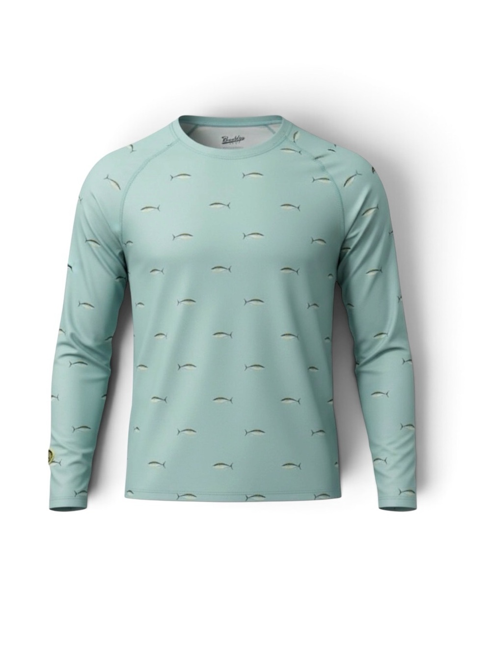 Brooklyn Cloth Men's Medium Light Blue Fish Print Long Sleeve Shirt